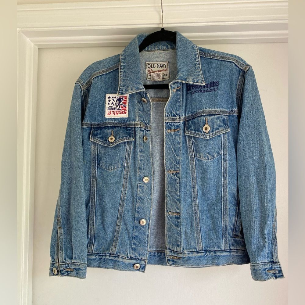 Vintage Denim Jacket Old Navy Dungaree Patchwork Womens Size 10